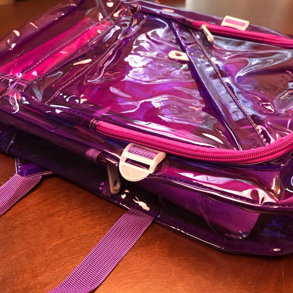 Transparent Clear PU Leather Backpack - Purple